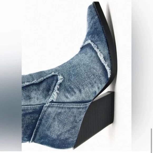 ZARA DENIM COWBOY BOOTS - Picture 10 of 11